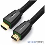 UGreen 40410 HDMI V2.0 Male to Male Braided 2m Cable with Gold-Plated Connectors and Supports resolution up to 4K@60Hz - Black Colour