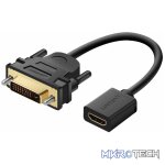 UGreen 20118 DVI-D (24+1) Male to HDMI Female Adapter with Gold-Plated Connectors, Supports resolution up to 1080P@60Hz and Bi-Direction Function - Black Colour