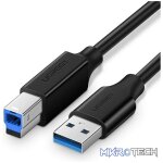 UGreen 10372 USB-A 3.0 Male to USB-B 3.0 Male Printer 2m Cable With Nickle-Plated Connectors & Supports Data Transfer rate up to 5Gbps - Black Colour