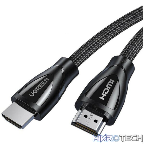 Product UGreen 80402 HDMI V2.1 Male To Male 8K@60Hz 1.5m Braided Cable With Solid Nickle Plated Connector, 48Gbps Data Transfer Rate, Dynamic HDR10+ And eARC And HDCP 2.2&2.3 - Black Colour - Image 1