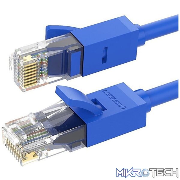 Product UGreen 11203 CAT6 UTP Male to Male Ethernet Round LAN 3m Cable with Gold-Plated Conductor, 8-Core Twisted-Pair & Data Transmission up to 1000Mbps - Blue Colour - Image 1