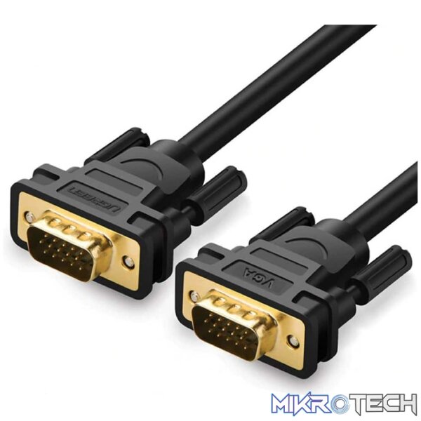 Product UGreen 11634 VGA Male to Male 15m Cable With Gold-Plated Connectors & Supports Resolution of Upto 1080P@60Hz - Black Colour - Image 1
