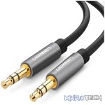 UGreen 10735 3.5mm Male to Male Round Audio 2m Cable with Gold-Plated Connectors & Widely Compatible with 3.5mm port devices - Black Colour