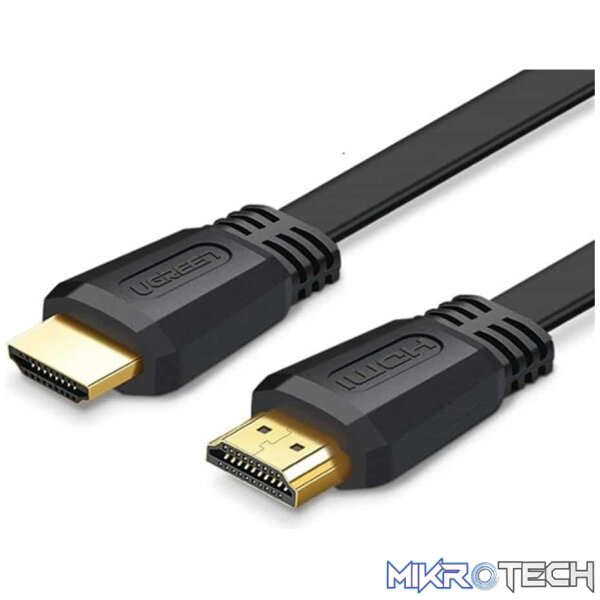 Product UGreen 50820 HDMI V2.0 Male to Male Flat 3m Cable with Gold-Plated Connectors and Supports resolution up to 4K@60Hz - Black Colour - Image 1