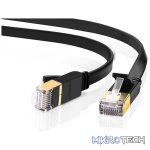 UGreen 11263 CAT7 FTP Male to Male Ethernet Flat LAN 5m Cable with Gold-Plated Conductor, 8-Core Twisted-Pair & Data Transmission up to 10Gbps - Black Colour