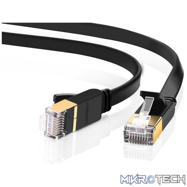 Product UGreen 11263 CAT7 FTP Male to Male Ethernet Flat LAN 5m Cable with Gold-Plated Conductor, 8-Core Twisted-Pair & Data Transmission up to 10Gbps - Black Colour - Image 1