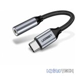 UGreen 30632 USB-C Male to 3.5mm Stereo Jack Analogue Adapter with Nickle-Plated Connector & Aluminum Alloy Shell Casing - Grey Colour