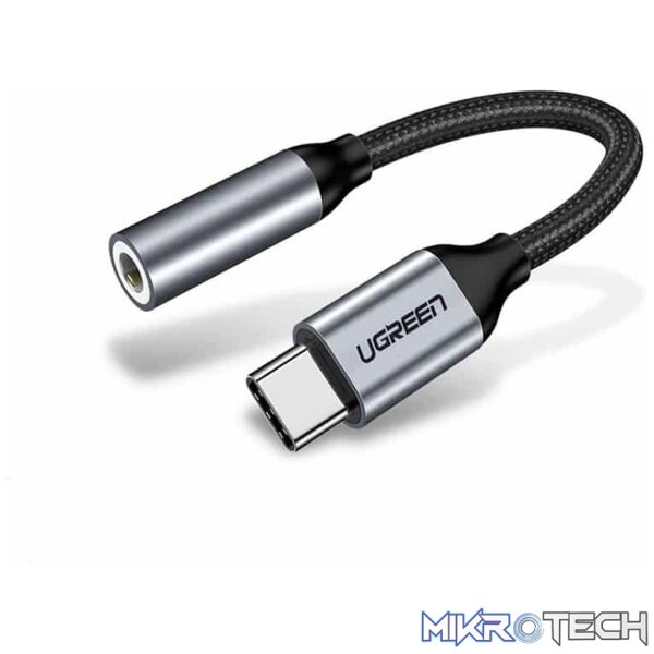 Product UGreen 30632 USB-C Male to 3.5mm Stereo Jack Analogue Adapter with Nickle-Plated Connector & Aluminum Alloy Shell Casing - Grey Colour - Image 1