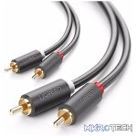 UGreen 30747 2RCA Male To Male Round Stereo 1m Cable With Gold-Plated Connectors And Delivers Smooth And Crisp Sound - Grey Colour