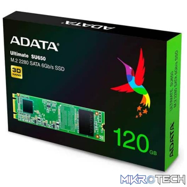 Adata SU650 series 120Gb NGFF (M.2) 3D TLC SSD type 2280 - 22x80x3.5mm (single sided) - Image 2