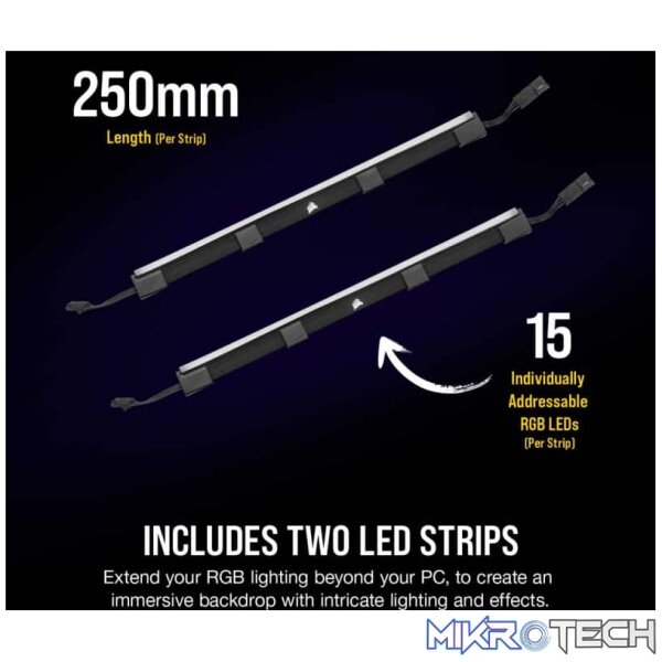 Corsair iCUE LS100 Smart Lighting Strip Expansion Kit - 250mm - Image 4