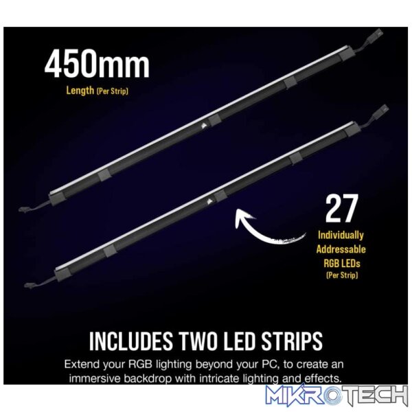 Corsair iCUE LS100 Smart Lighting Strip Expansion Kit - 450mm - Image 4