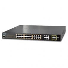 Planet 24-Port 10/100/1000T 802.3at PoE + 4-Port Gigabit TP/SFP Combo Managed Switch  Networking