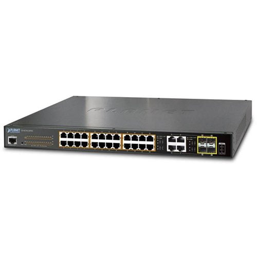 Planet 24-Port Managed 802.3at POE+ Gigabit Ethernet Switch + 4-Port Gigabit Combo TP/SFP (440W)  Networking