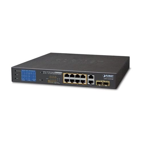 Planet 8-Port 10/100/1000T 802.3at PoE + 2-Port 10/100/1000T + 2-Port 1000X SFP Ethernet Switch with PoE LCD Monitor   Networking