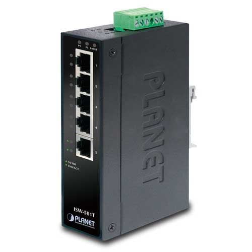 Planet IP30 Slim Type 5-Port Industrial Fast Ethernet Switch (-40 to 75 degree C)  Networking