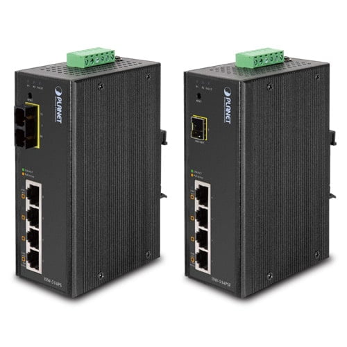 Planet 4-Port 10/100Mbps with PoE + 1-Port 100FX Industrial Web Smart Switch  Networking