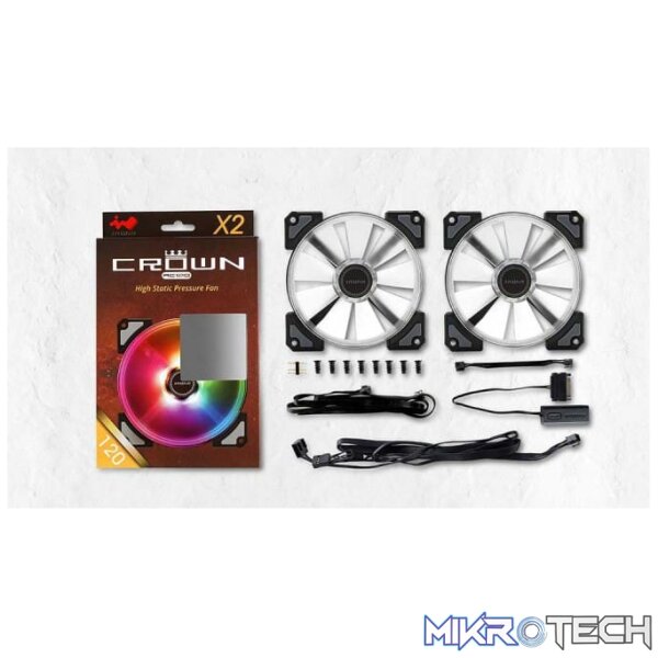 Inwin Crown RGB Case Fan x2 kit + Controller - 120x120x25mm - Image 7