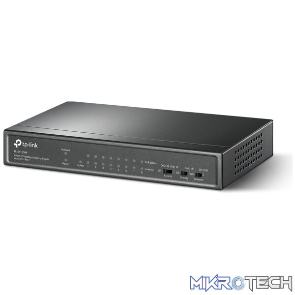 202171_IMG2 TP-Link 9-port 10/100 Mbps Desktop Switch with 8 Port PoE+ - Image 1