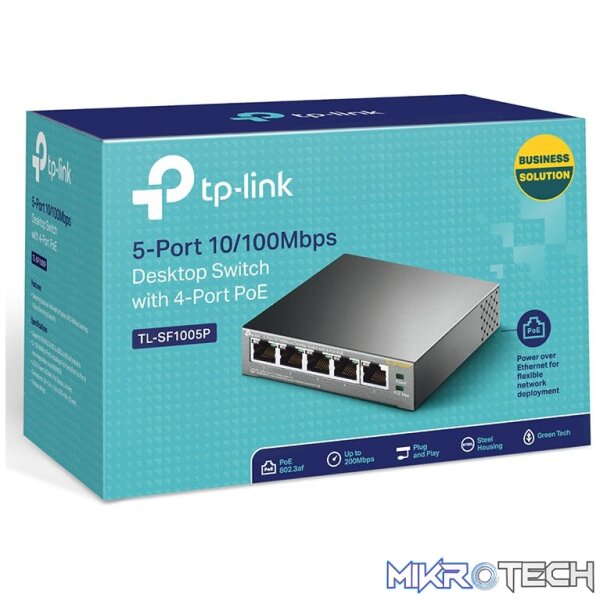 net-tl-sf1005p_1 TP-Link TL-SF1005P 5-Port 10/100Mbps Desktop Switch with 4-Port PoE - Image 1