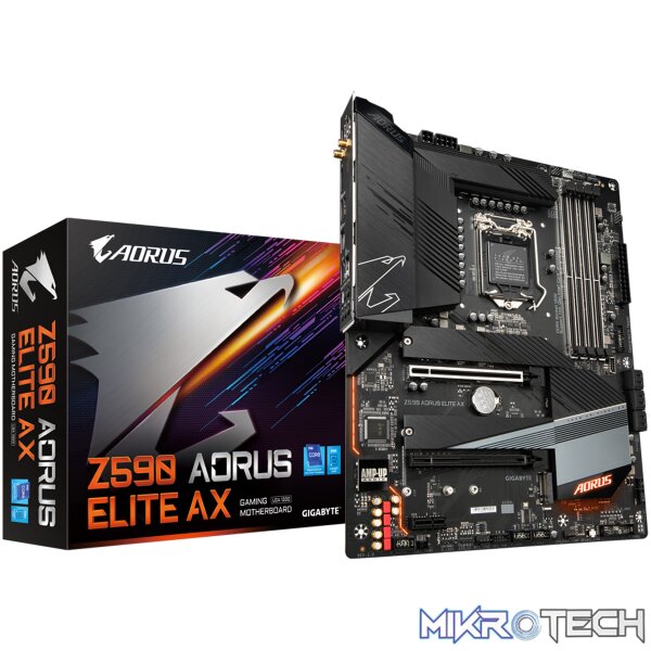 4a00b7_50b772d54e334c65a5bdc96ffa4b1b1fmv2 Gigabyte Z590 Aorus Elite AX Z590 Express Chipset Gen 10 / 11 LGA 1200 ATX Motherboard with WiFi - Image 1