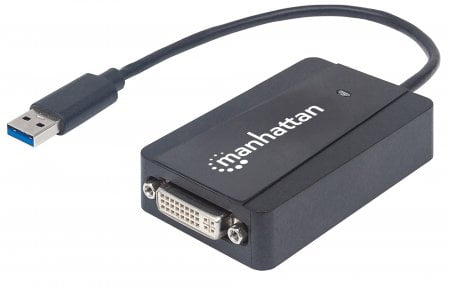 Manhattan (152310) SuperSpeed USB 3.0 to DVI Converter - Supports Additional DVI-I Display; Accommodates HDMI or VGA Display with Adapter