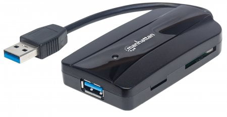 Manhattan SuperSpeed USB 3.0 Hub and Card Reader/Writer - Three Ports