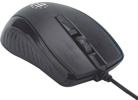 Manhattan Wired USB Optical Mouse  Compact Three Buttons with Scroll Wheel