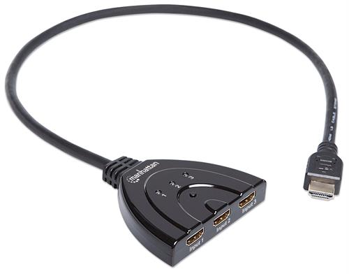 Manhattan 1080p 3-Port HDMI Switch - Integrated Cable