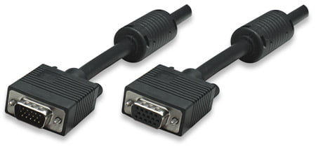 Manhattan SVGA Extension Cable - HD15 Male / HD15 Female with Ferrite Cores