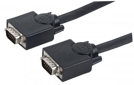 Manhattan SVGA Monitor Cable (372190)- HD15 Male / HD15 Male with Ferrite Cores