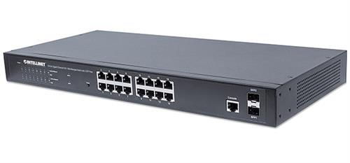 Intellinet 16-Port Gigabit Ethernet PoE+ Web-Managed Switch with 2 SFP Ports - IEEE 802.3at/af Power over Ethernet (PoE+/PoE) Compliant