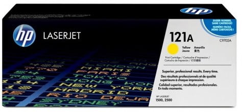 HP Original Replacement for HP 121A C9702A Yellow LaserJet Toner Cartridge- Page Yield 4000 Pages with 5% Coverage For Use with HP Color LaserJet 1500