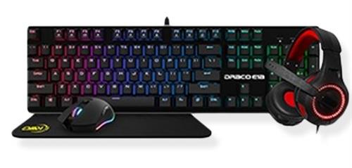 KWG Draco E1A 4 in 1 RGB Multi Colour Backlit Gaming Combo Set  Includes KWG Draco Multi Colour Backlit Wired Mechanical Gaming Keyboard