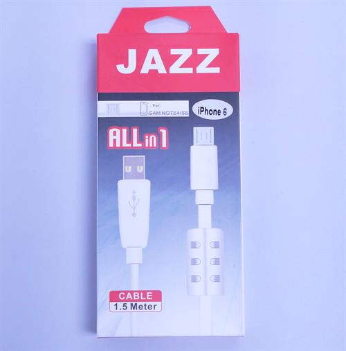 Jazz USB 2.0 Type A Male to 8 Pin Lightning Connector Sync and Charge Cable with Ferrite Core for up to iPhone 6 Mobile Phones