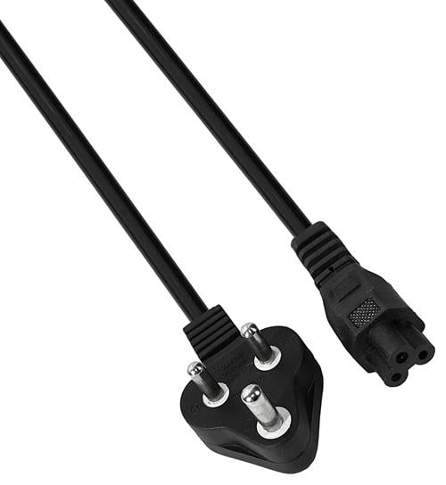 UniQue Standard Clover Leaf Power Cable 1.5m - Standard laptop power cable with 3-prong standard plug on one end and the clover shape connection on the other. Plugs into your Laptops power supply unit
