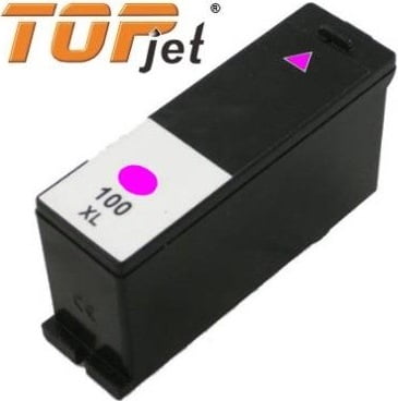 TopJet Generic Replacement Ink Cartridge for Lexmark 100XL LE14N1070BP - Page Yield 600 pages with 5% Coverage for Lexmark S305 / S405 / S505 / S605 / S815 / Pro 205 / Pro 705 / Pro 707 / Pro 805 / Pro 905 - High Yield Magenta