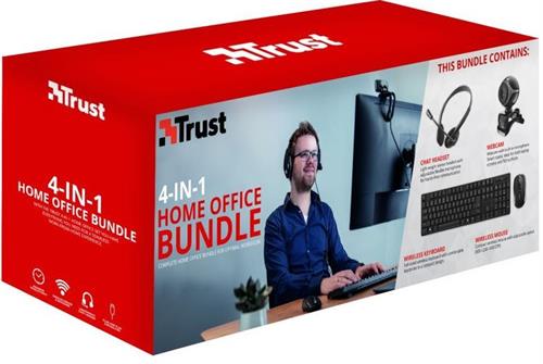 Trust 4 In 1 Home Office Set-Includes Ximo Wireless Keyboard Wireless Mouse Combo