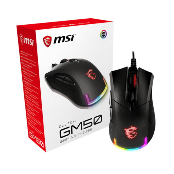MSI Clutch GM50 7200DPI RGB Gaming Mouse - Black
