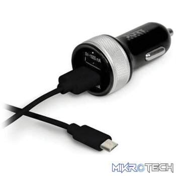 PORT CAR CHARGER - 2X USB AND LIGHTING - SMART CHARGE - BLACK