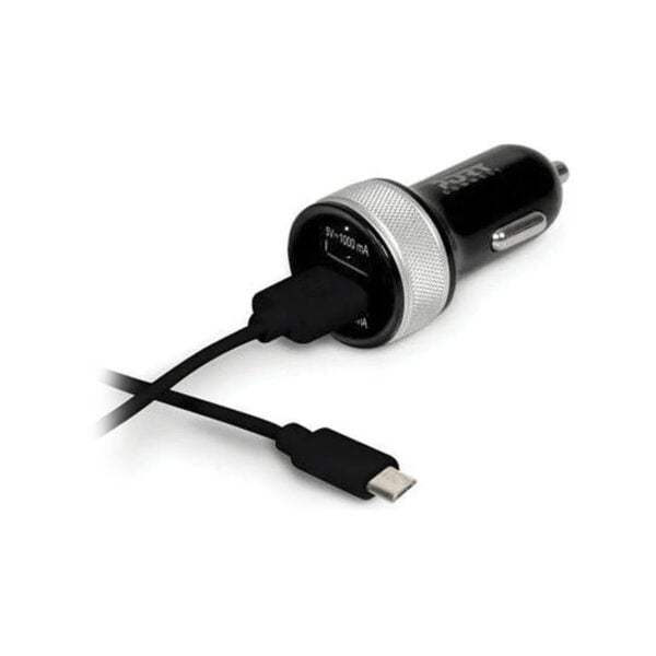 PORT CAR CHARGER - 2X USB AND LIGHTING - SMART CHARGE - BLACK