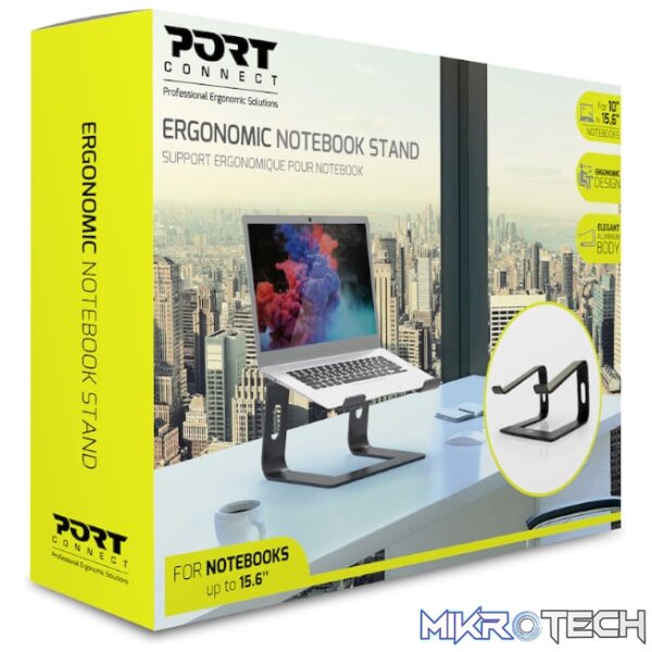 Port Connect Ergonomic 10-15.6" Aluminium Notebook Stand - Image 6