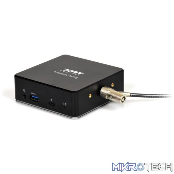 Port USB Type-C to 1 x RJ45|2 x USB3.1 Gen1|2 x HDMI|1 x Type-C|1 x USB3.1 Gen1 | Apple Charging 2.4A|1 x Aux Dock - Black - Image 2