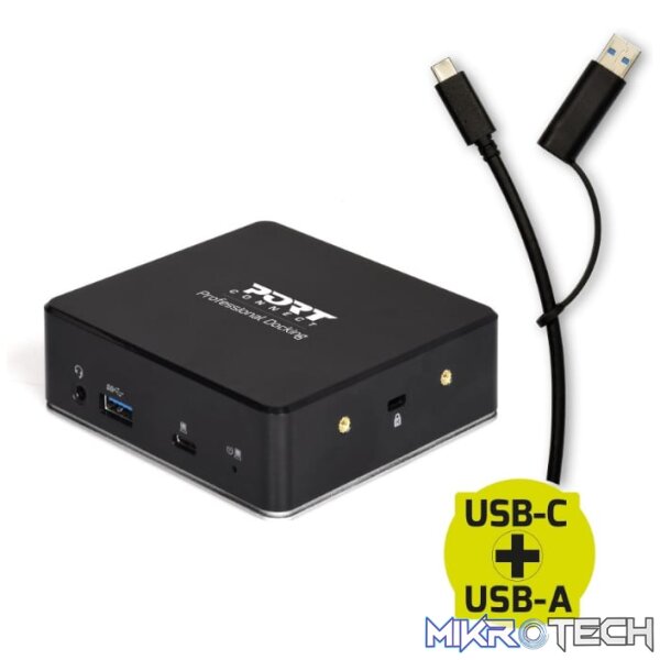 Port USB Type-C to 1 x RJ45|2 x USB3.1 Gen1|2 x HDMI|1 x Type-C|1 x USB3.1 Gen1 | Apple Charging 2.4A|1 x Aux Dock - Black - Image 3