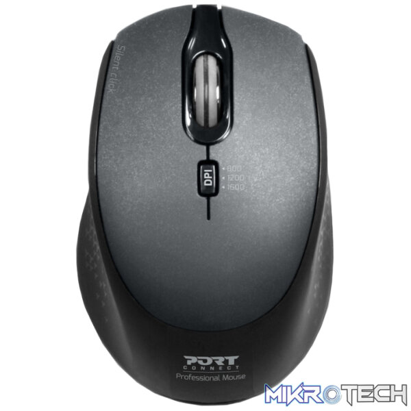 Port Wireless Silent 3600DPI 3 Button USB and Type-C Dongle Mouse - Black Port Wireless Silent 3600DPI 3 Button USB and Type-C Dongle Mouse - Black