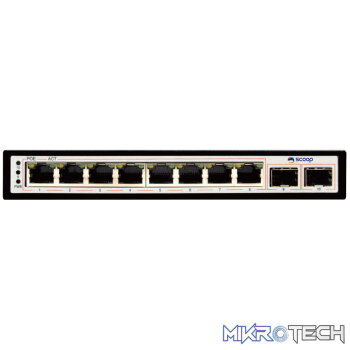 Scoop 8 Port Gigabit Ethernet AI PoE Switch with 2 SFP Uplink
