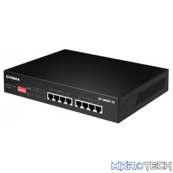 Edimax 8 Port, Unmanaged, Long Range, Gigabit PoE+ Switch with DIP Switch - Image 2