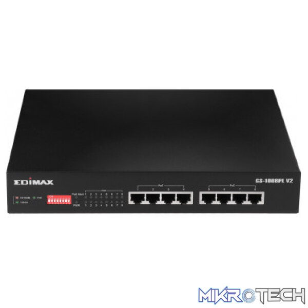 edimax-8-port-unmanaged-long-range-gigabit-poe-switch-with-dip-switch Edimax 8 Port, Unmanaged, Long Range, Gigabit PoE+ Switch with DIP Switch - Image 1