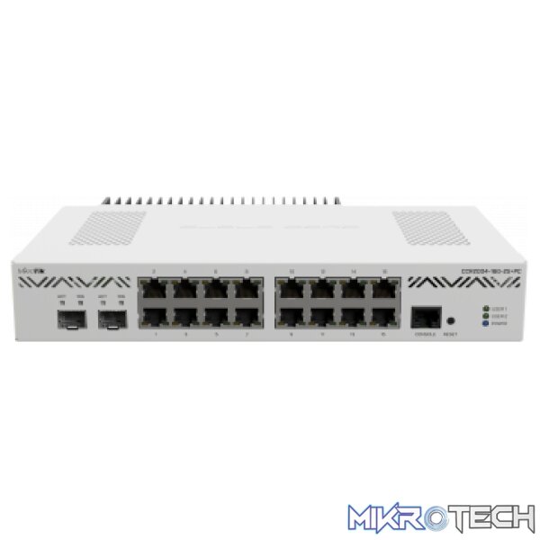 mikrotik-ccr2004-16g-2s-pc-16-x-1gb-ethernet-ports-2-x-10g-sfp-1-x-rj45-serial-console-port MikroTik CCR2004-16G-2S+PC, 16 x 1GB Ethernet ports, 2 x 10G SFP+, 1 x RJ45 Serial console port - Image 1