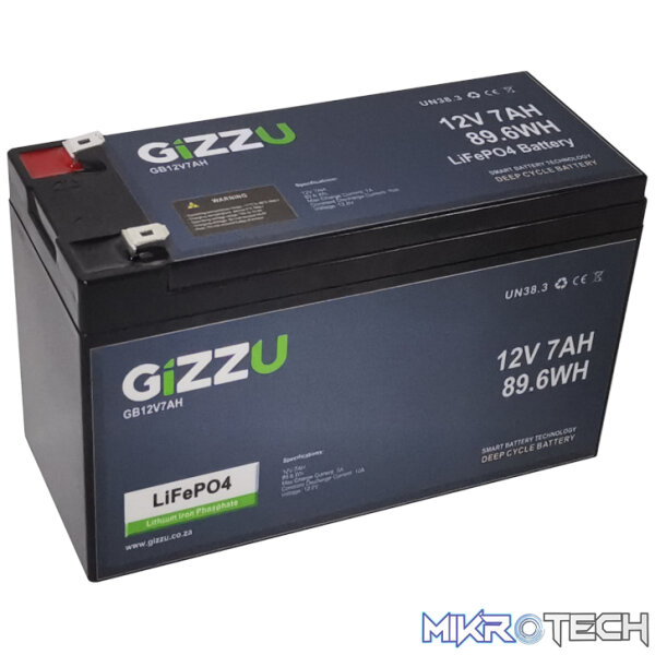 Gizzu 12V 7AH LiFePO4 Replacement Battery - Image 2